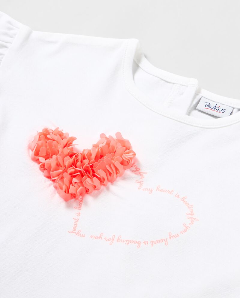 T-shirt in cotone elasticizzato con cuore ricamato neonata single tile 1 cotone