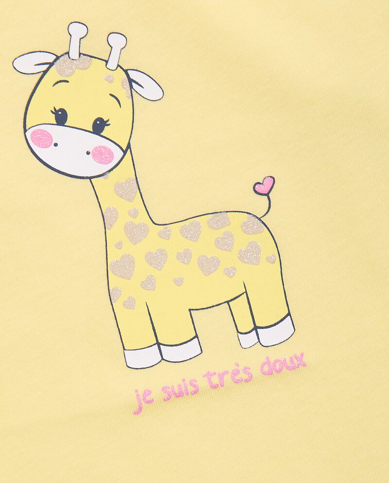 T-shirt in puro cotone con stampa giraffa glitter neonata single tile 1 