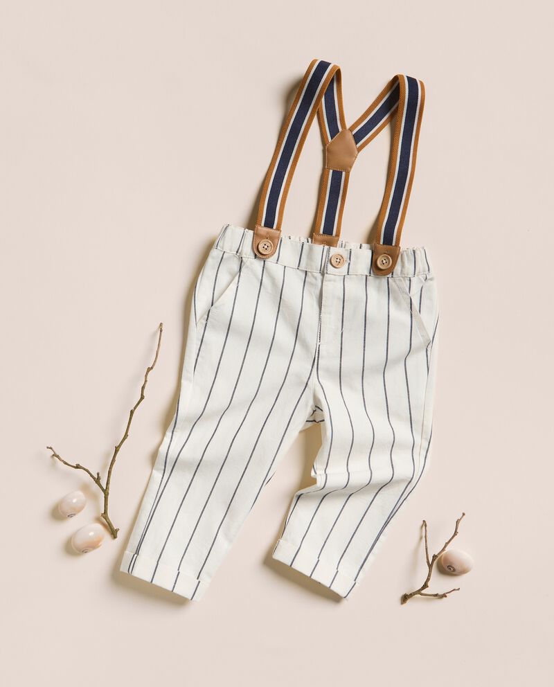 Pantaloni a righe in misto lino con bretelle neonato IANA cover