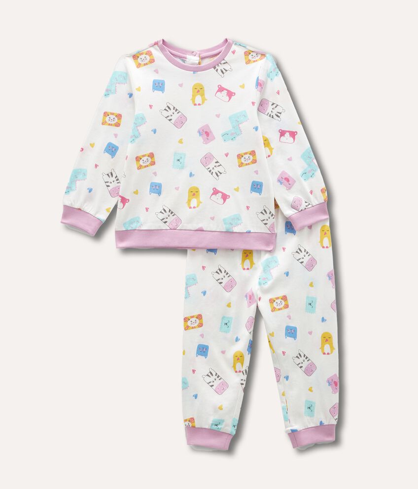 Set pigiama lungo in puro cotone stampato neonata double 1 
