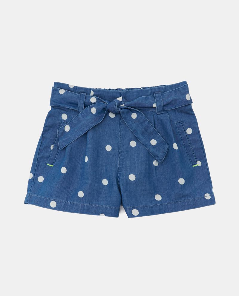 Shorts in chambray con motivo a pois neonata single tile 0 cotone