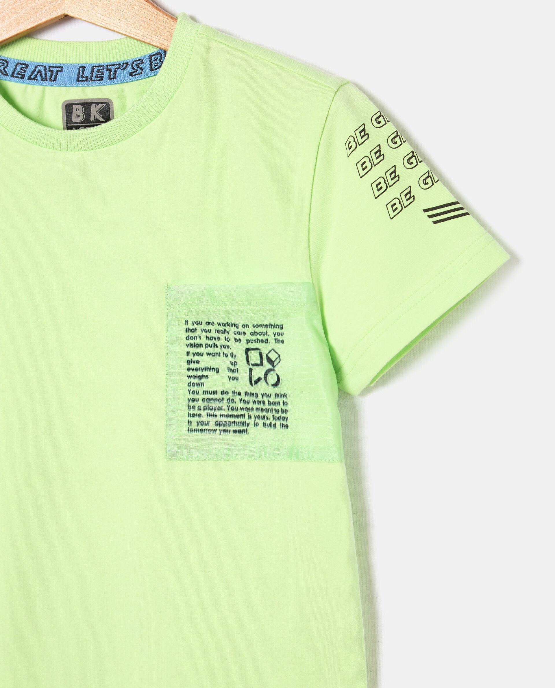 T-shirt tinta unita con stampe in cotone elasticizzato bambino