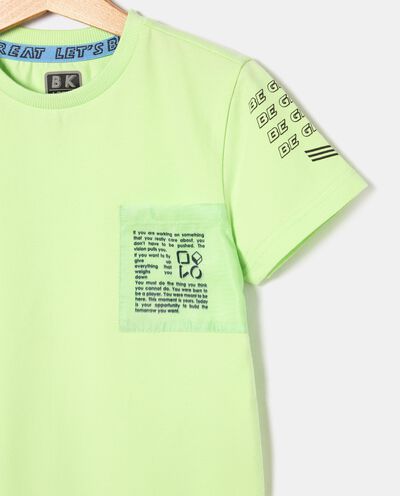 T-shirt tinta unita con stampe in cotone elasticizzato bambino detail 1