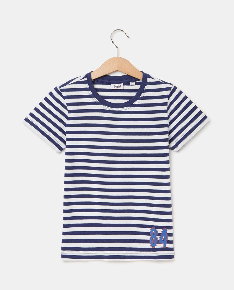T-shirt in puro cotone a righe con stampa bambino single tile 0 cotone