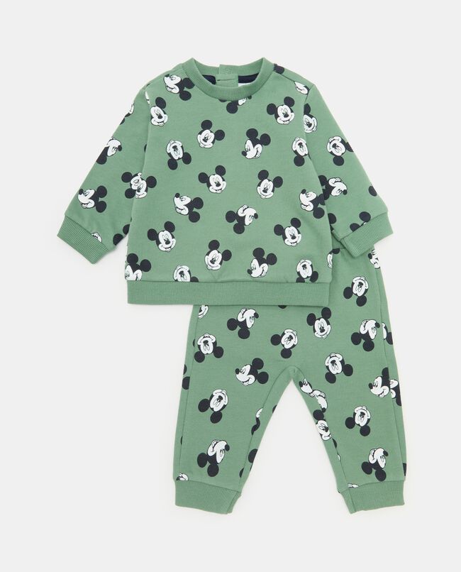 Set felpa e pantaloni con stampa Mickey Mouse in puro cotone neonato carousel 0