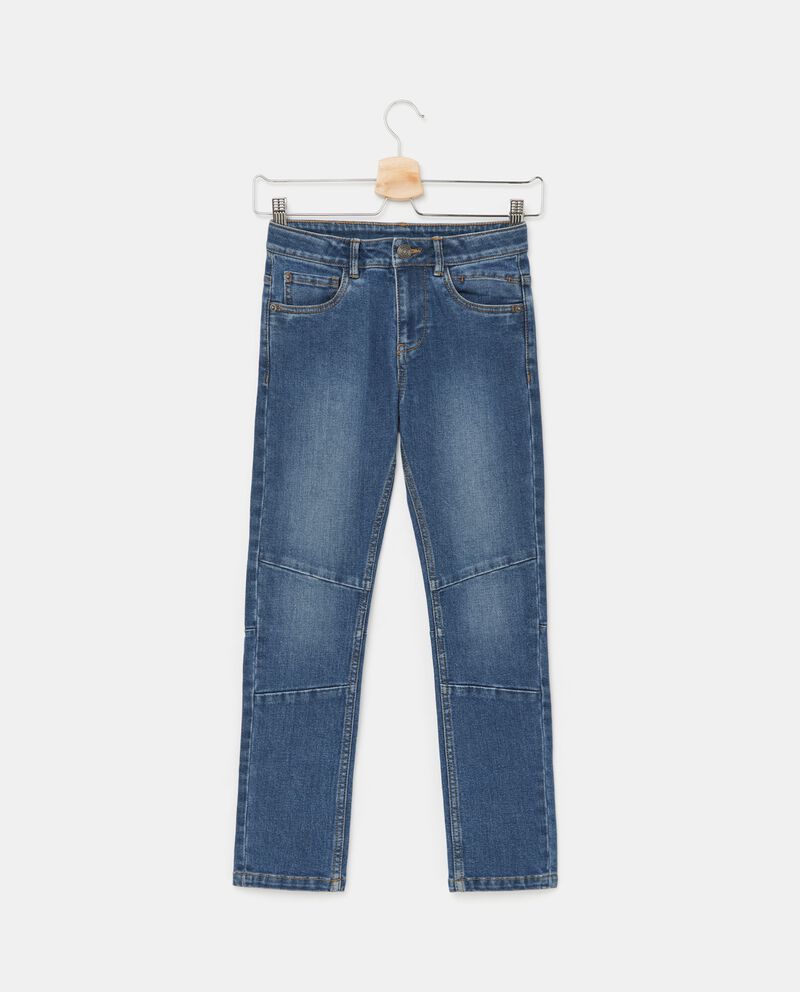 Jeans regular con lavaggio stone misto cotone ragazzo single tile 0 