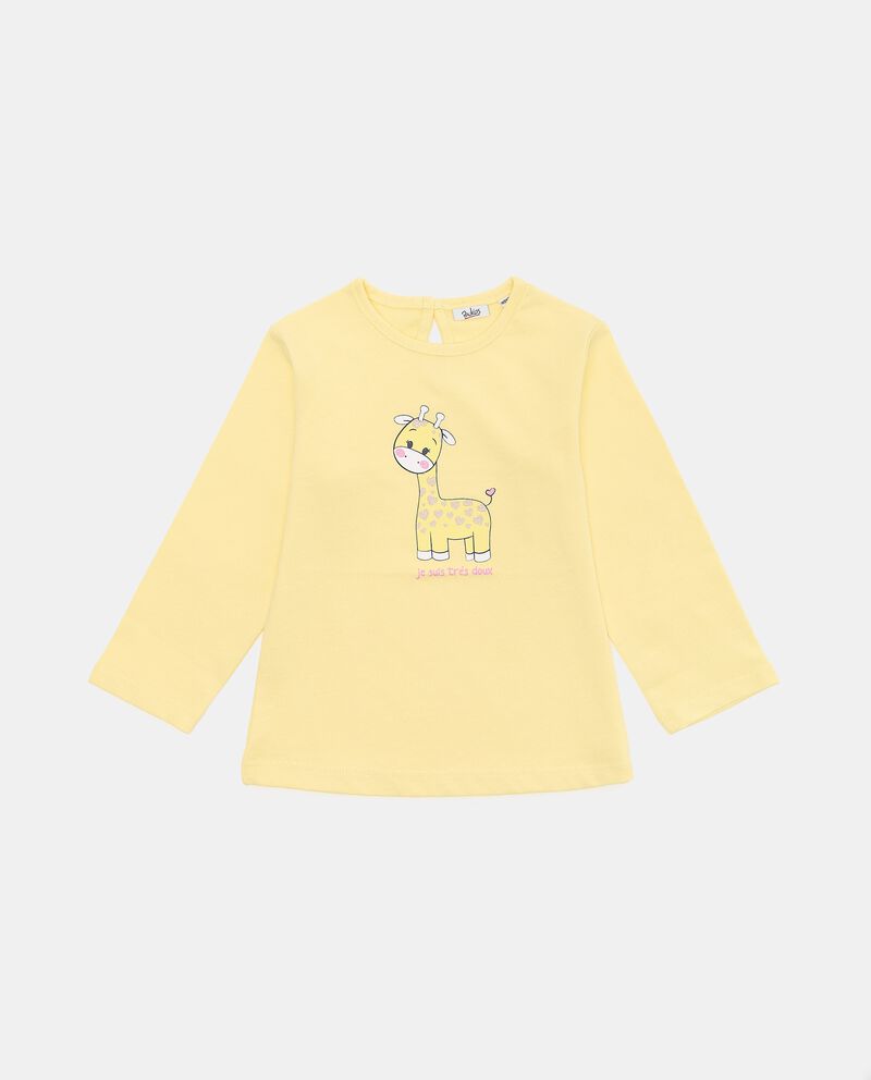 T-shirt in puro cotone con stampa giraffa glitter neonata cover