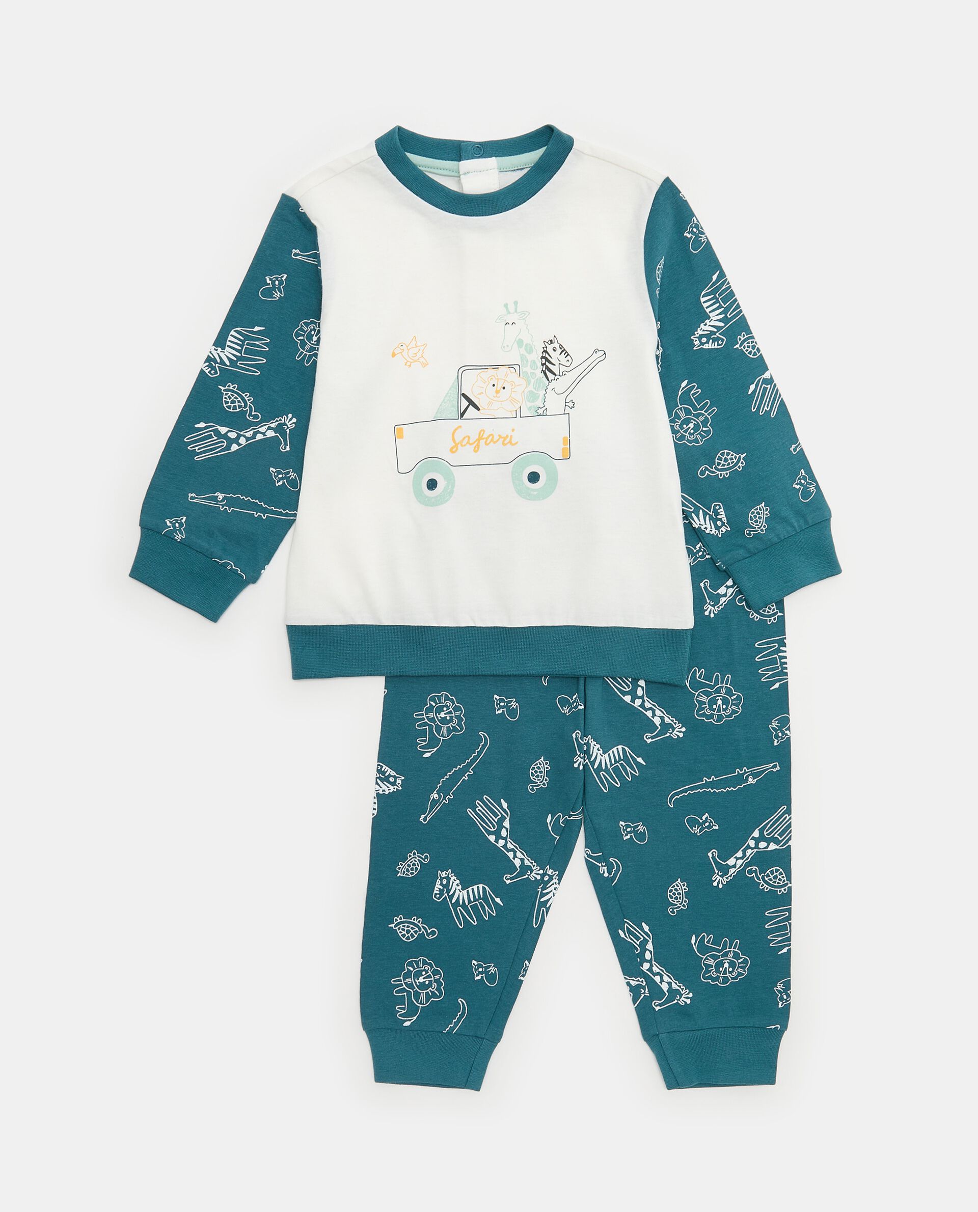 Completo pigiama stampa in puro cotone neonato