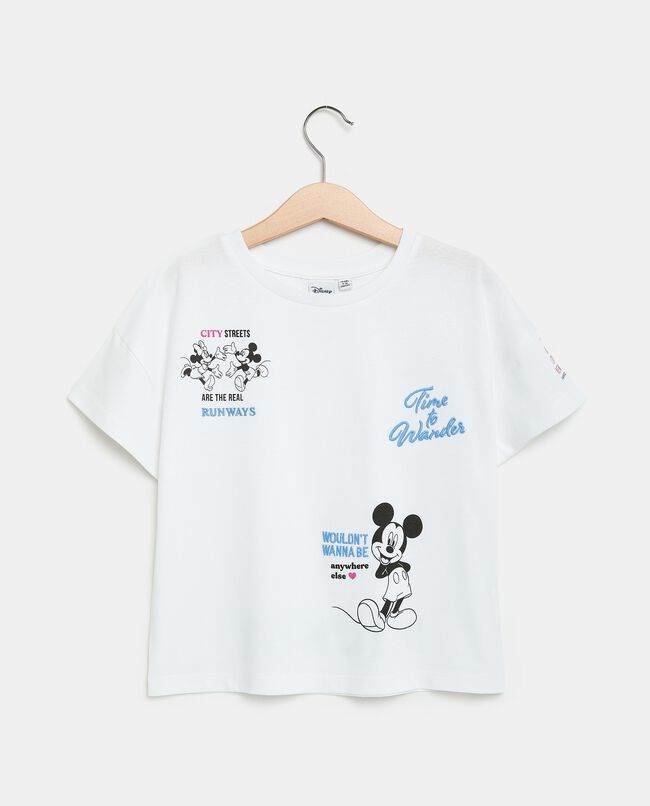 T-shirt con stampa Minnie e Mickey in puro cotone bambina carousel 0