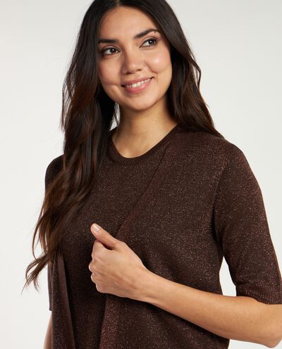 Cardigan aperto in tricot con filo lurex donna detail 2