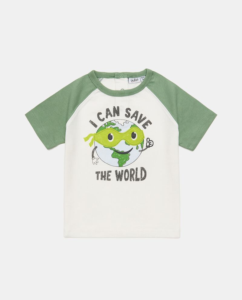 T-shirt in puro cotone con stampa pianeta neonato single tile 0 cotone
