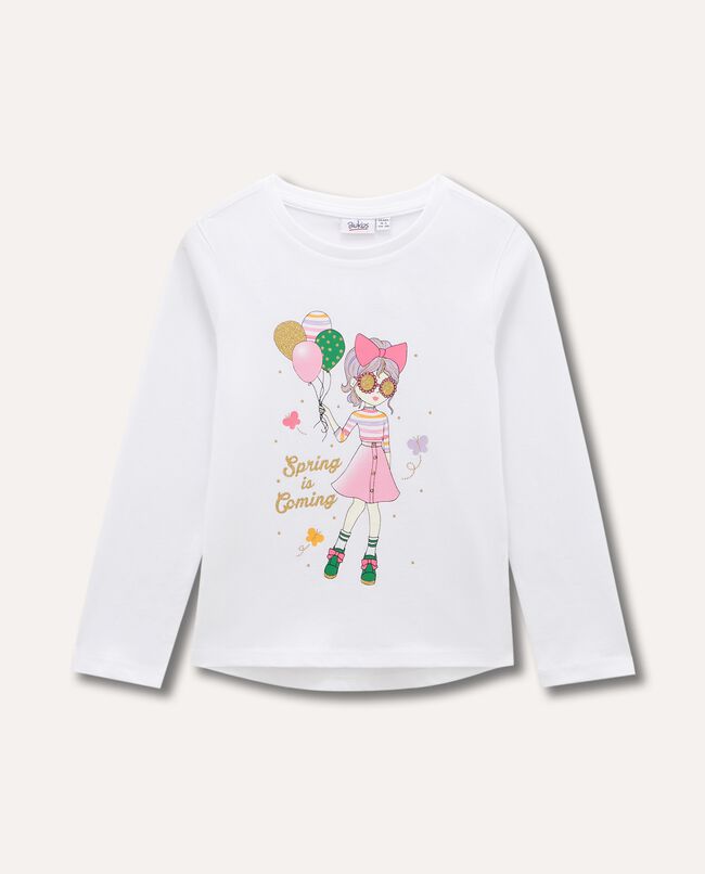 T-shirt in puro cotone con stampa bambina carousel 0