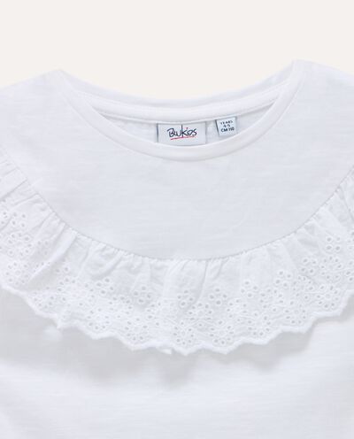 T-shirt in puro cotone con rouches in sangallo bambina detail 1