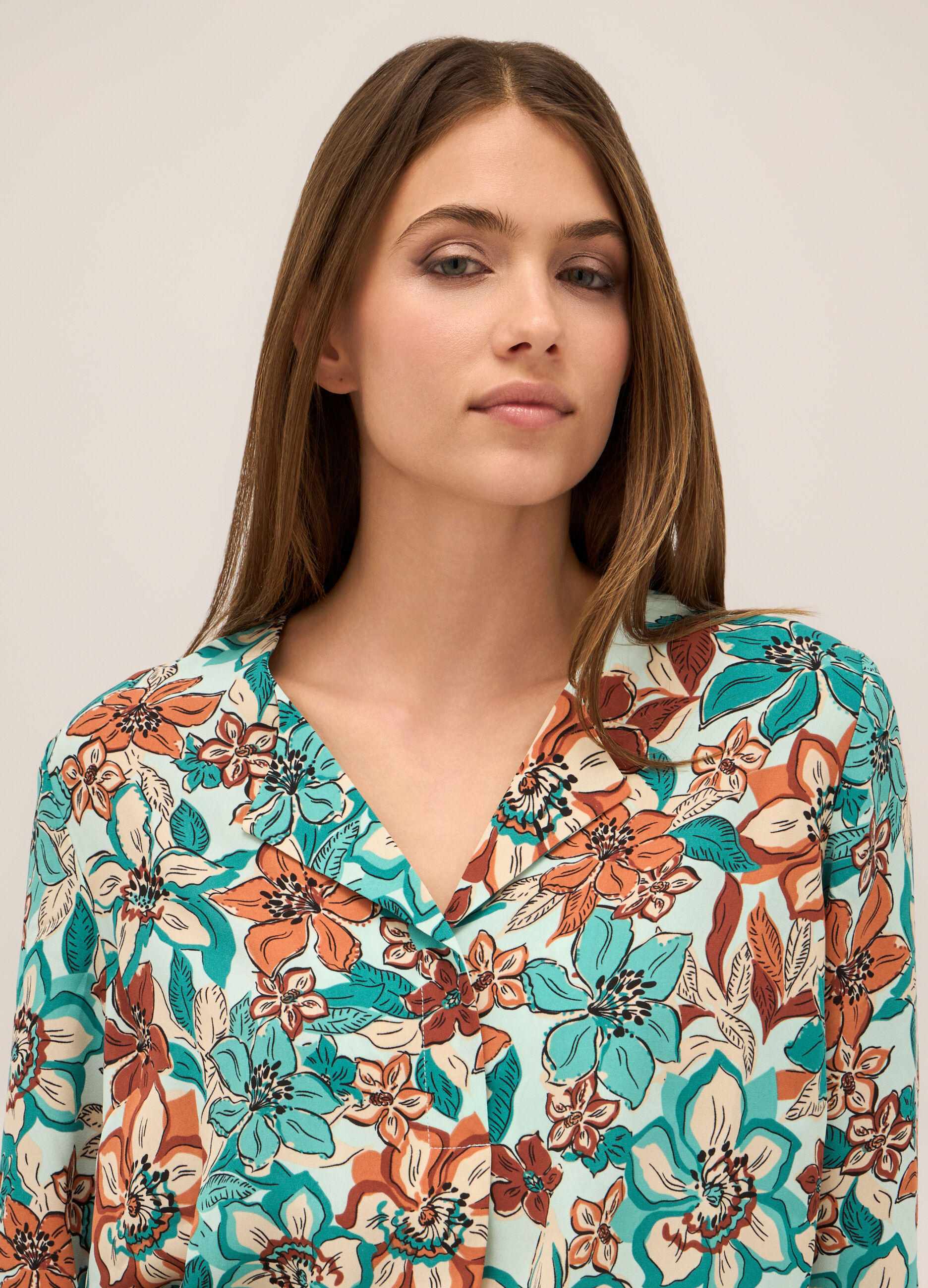Blusa in crepe con stampa donna_2