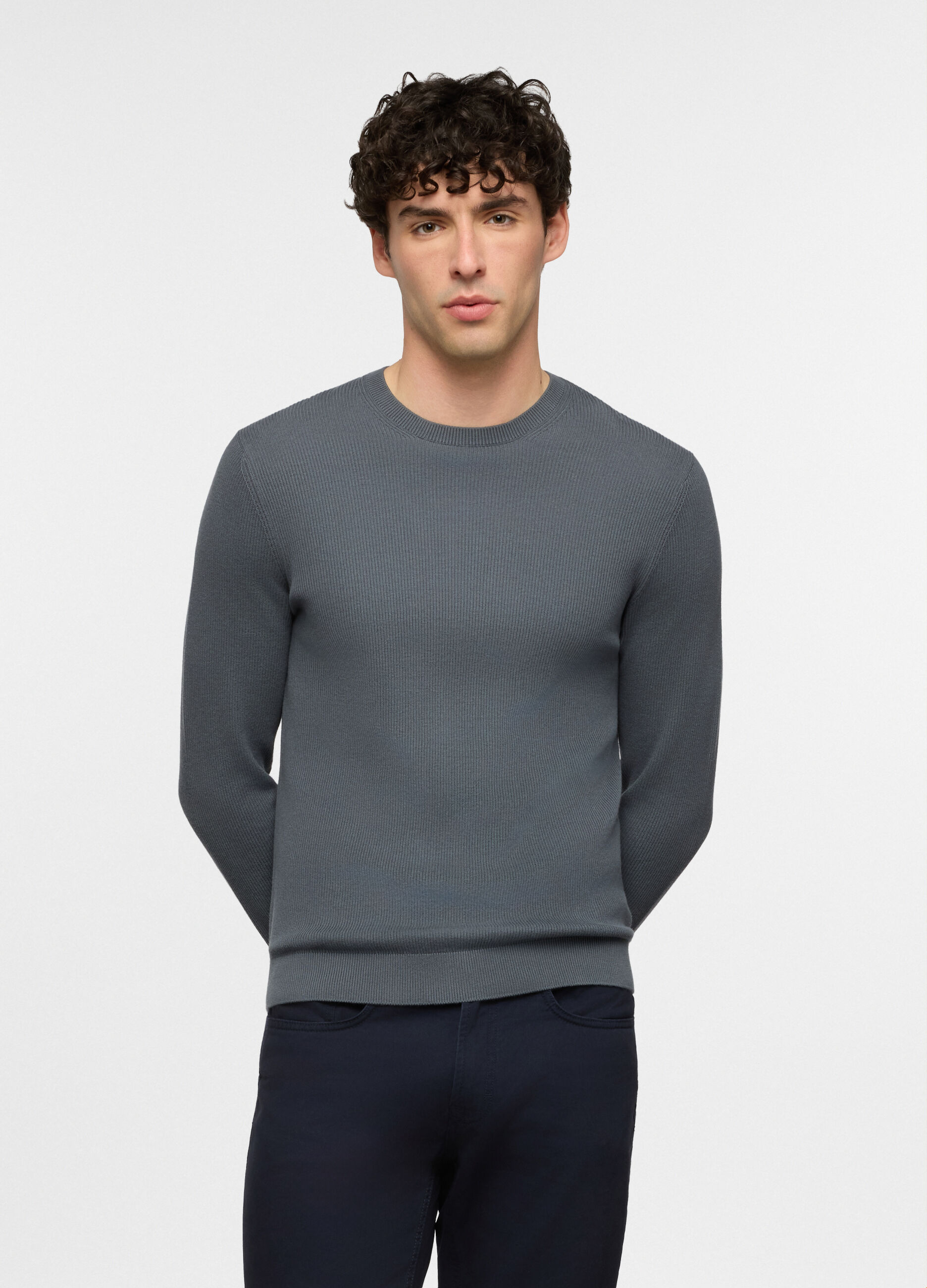 Maglione girocollo a mezza costa inglese uomo_0