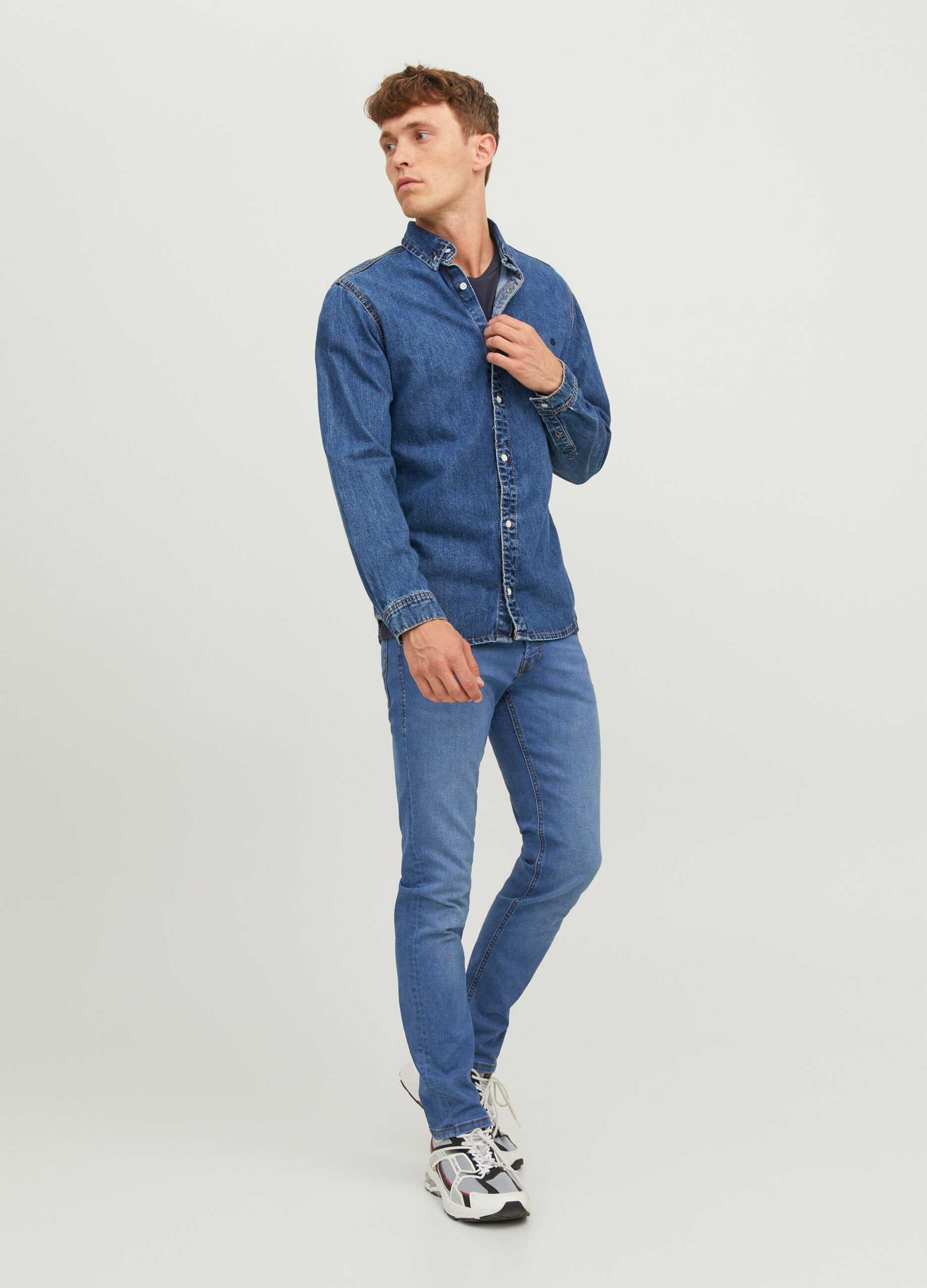 Jeans slim fit in denim di cotone uomo_0