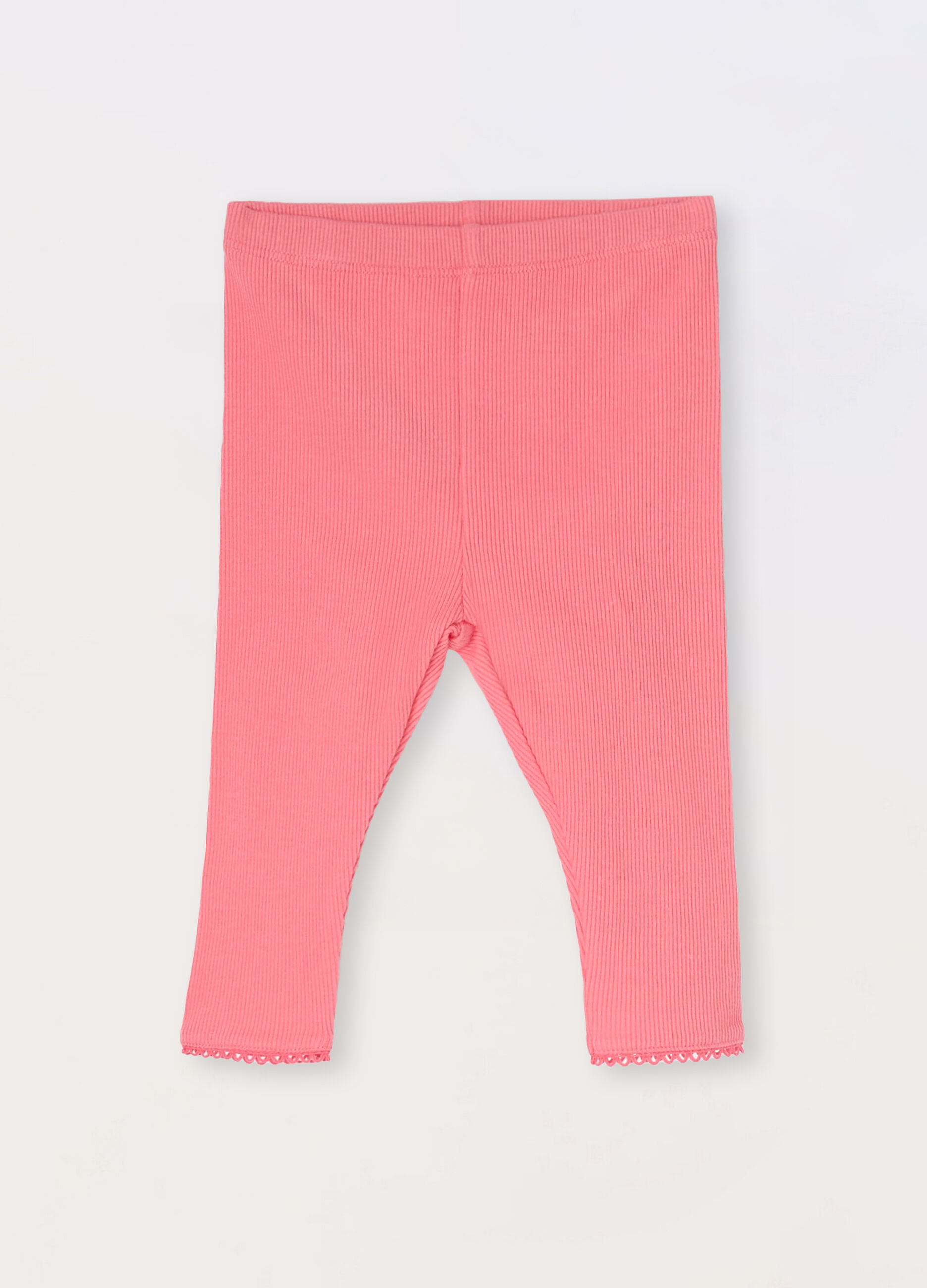 Leggings in costina di cotone stretch neonata_0
