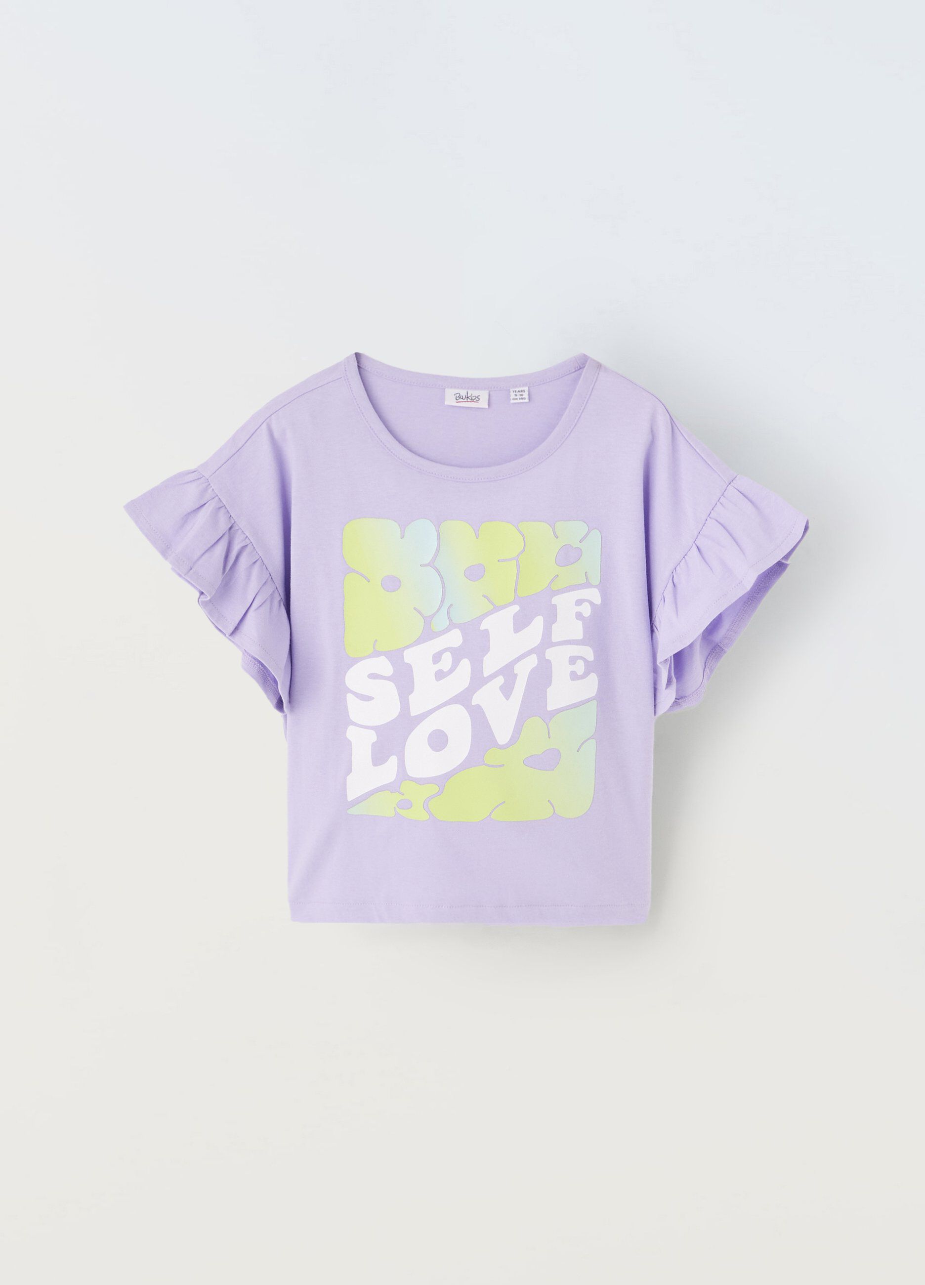 T-shirt in puro cotone con rouches ragazza_0