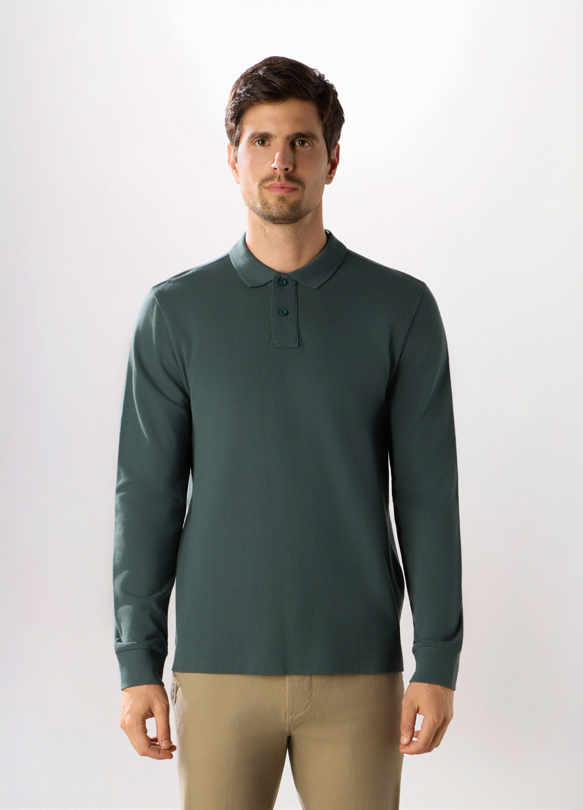 Polo a maniche lunghe in cotone piquet uomo_0