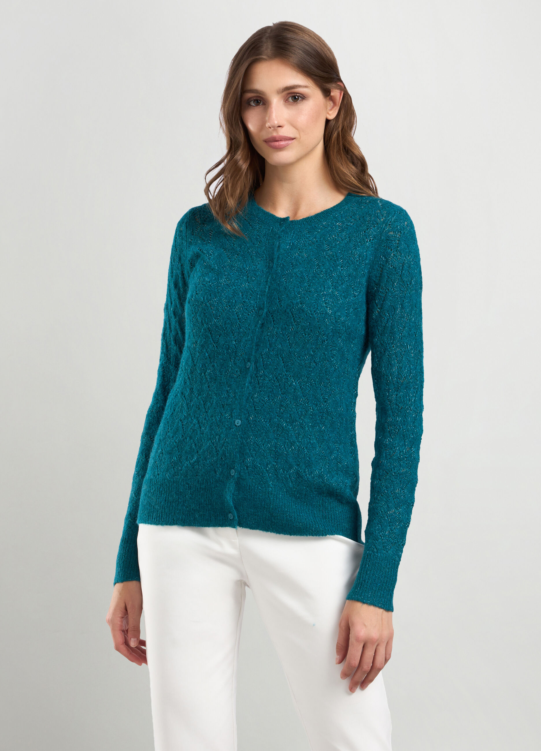 Cardigan tricot in misto lana di alpaca donna_0