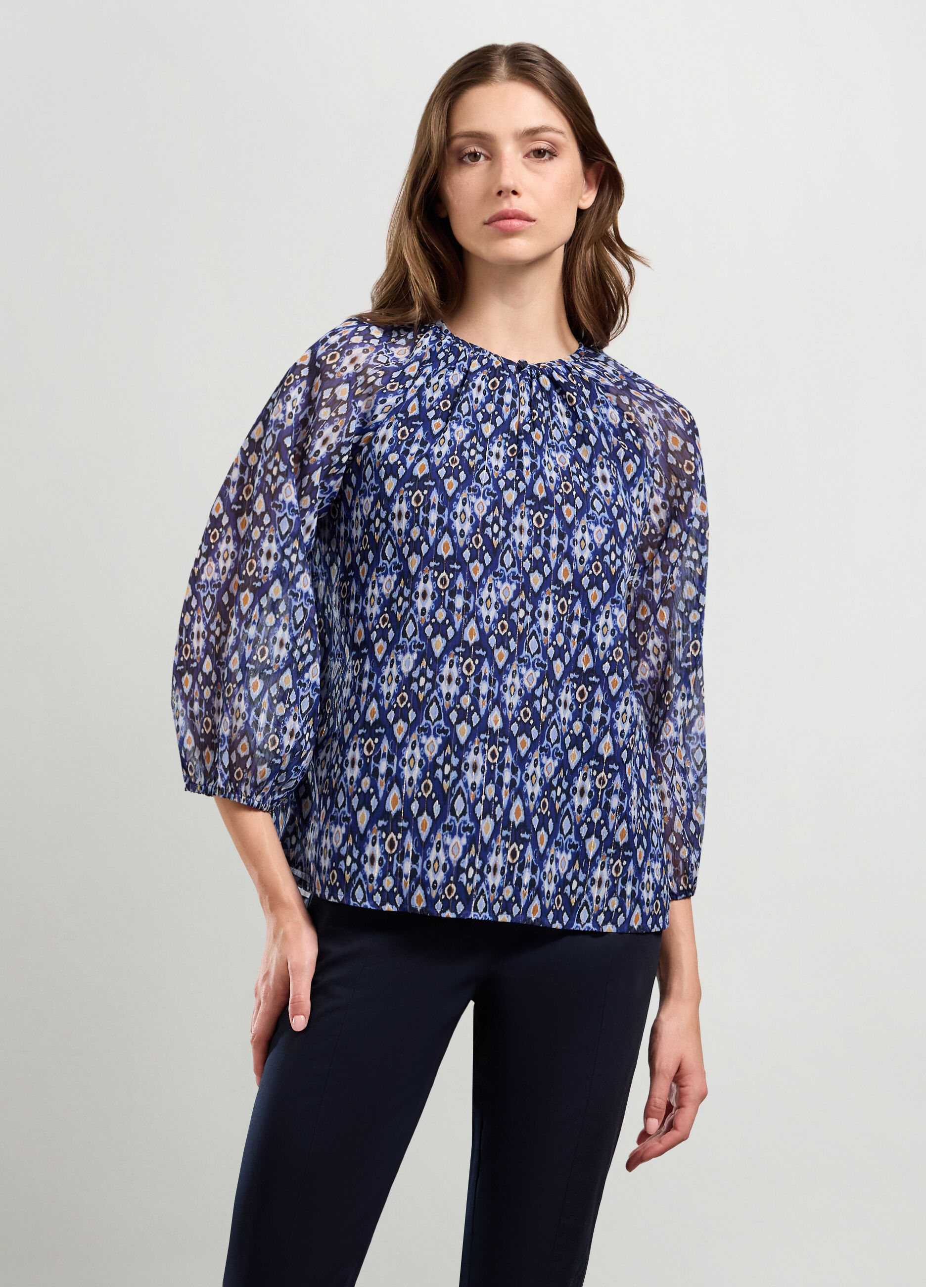 Blusa chiffon con stampa donna_0