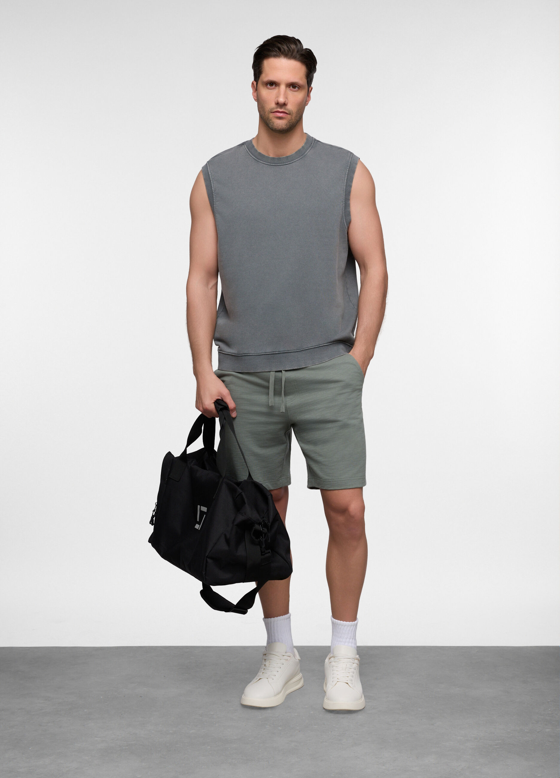 Canotta relaxed fit in misto cotone uomo