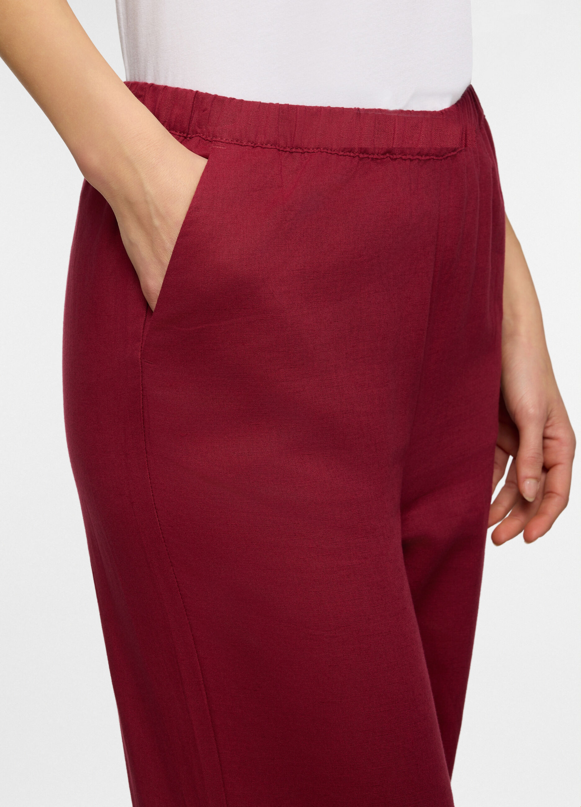 Pantaloni wide leg misto lino donna_2