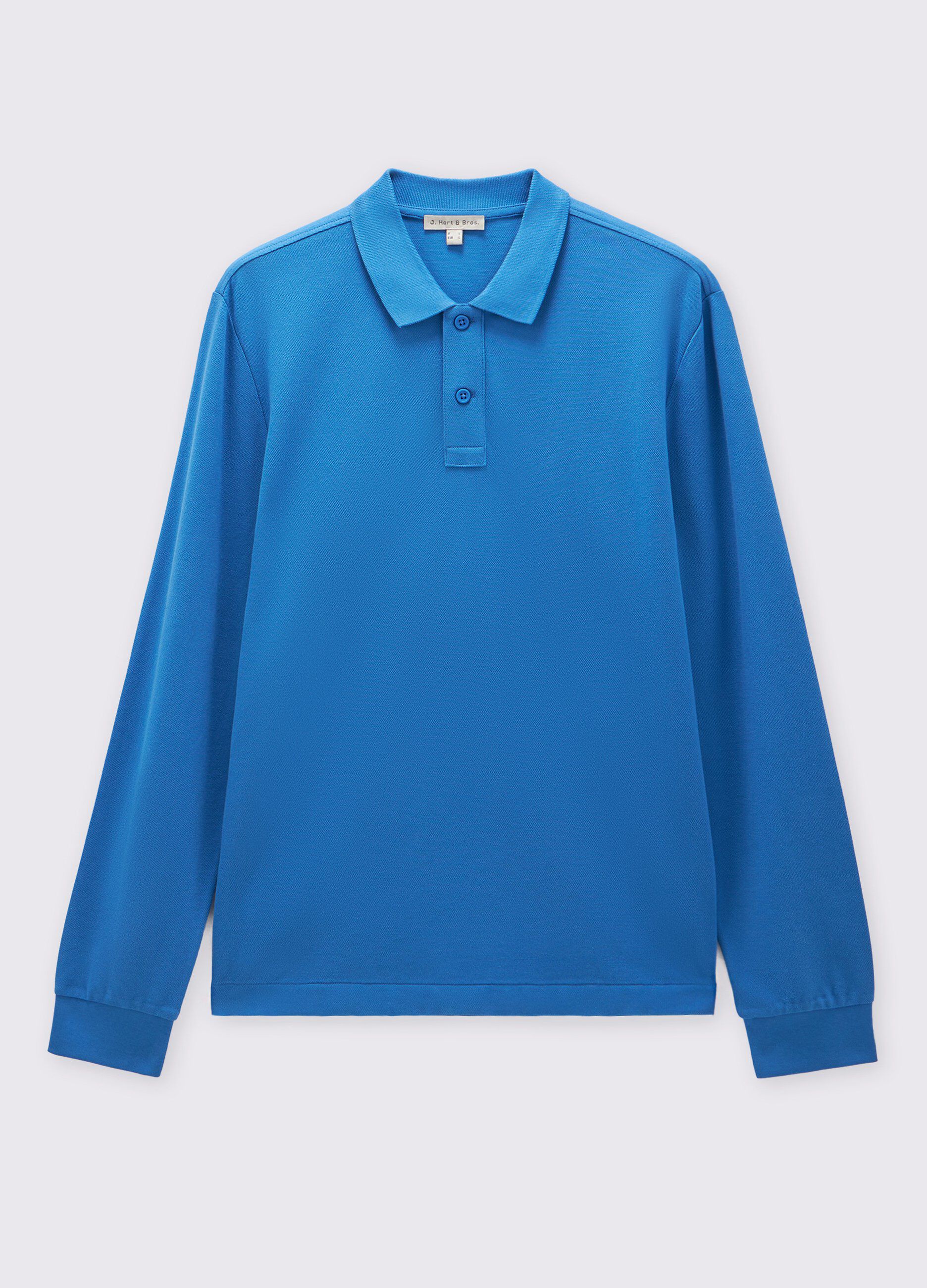 Polo in puro cotone piquet a maniche lunghe uomo_0