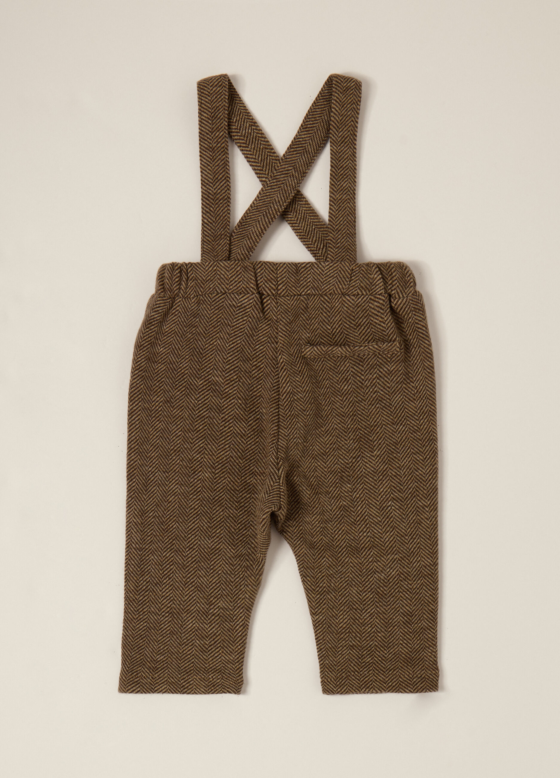 Pantaloni marroni per neonato con bretelle_2