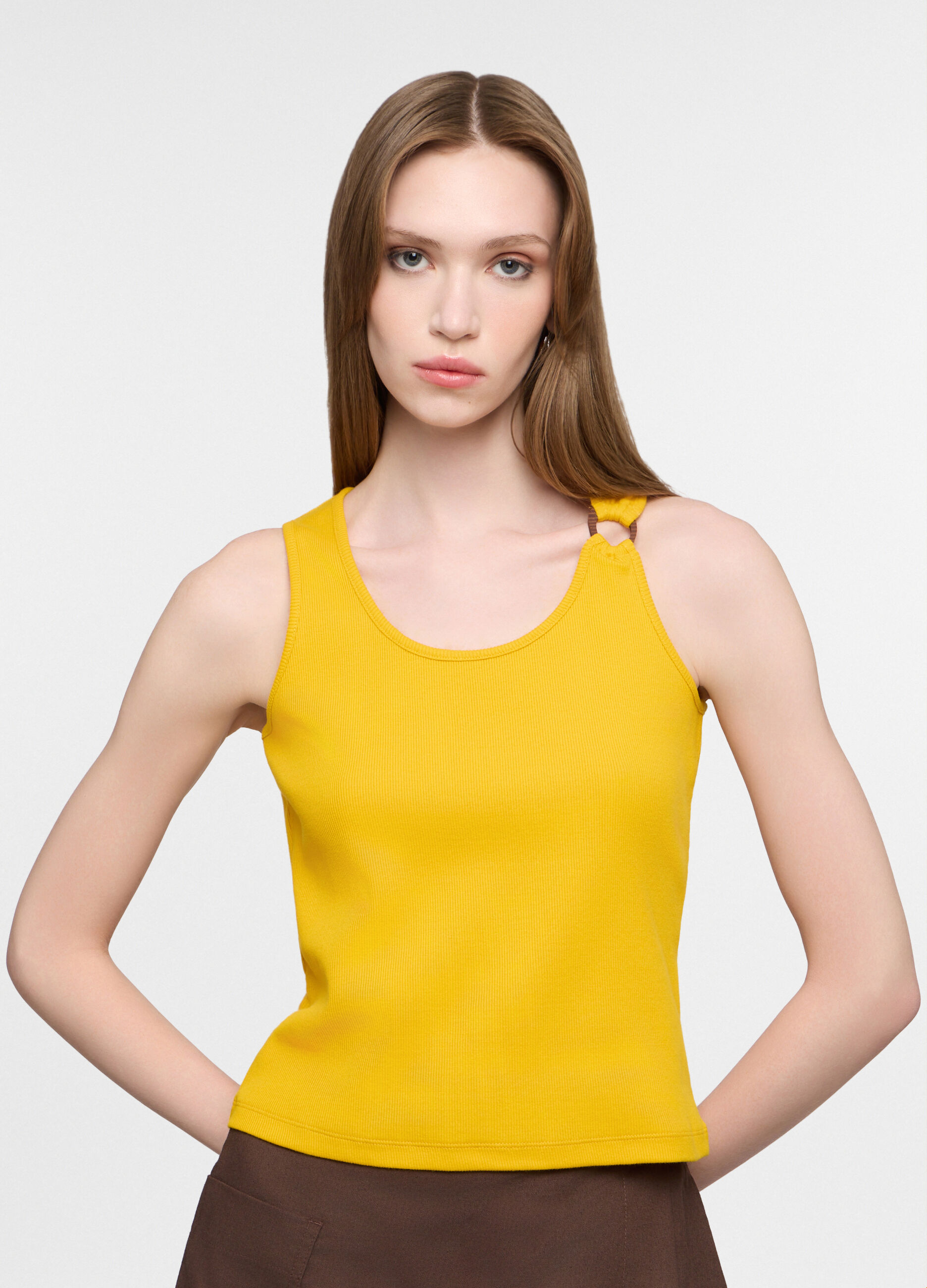 Canotta con scollo rotondo stretch donna_0