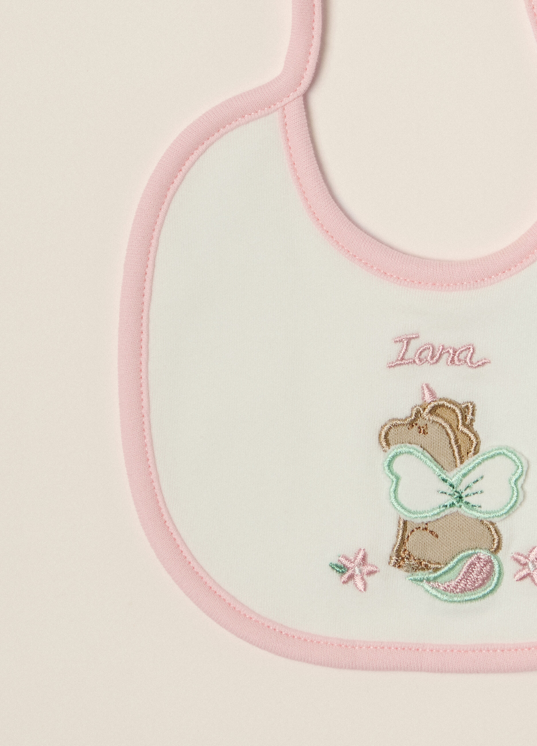 Interbaby Confezione Da 2 Bavaglini Rotondi In Cotone Per Neonati - Rosa E Grigio Con Bodocks - 20x20 Cm - Impermeabili E Morbidi - Regalo Nascita
