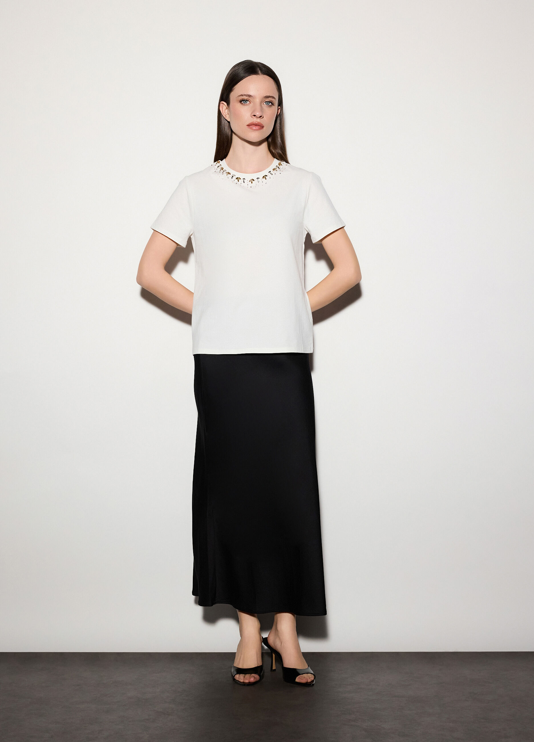 T-shirt girocollo stretch donna_0