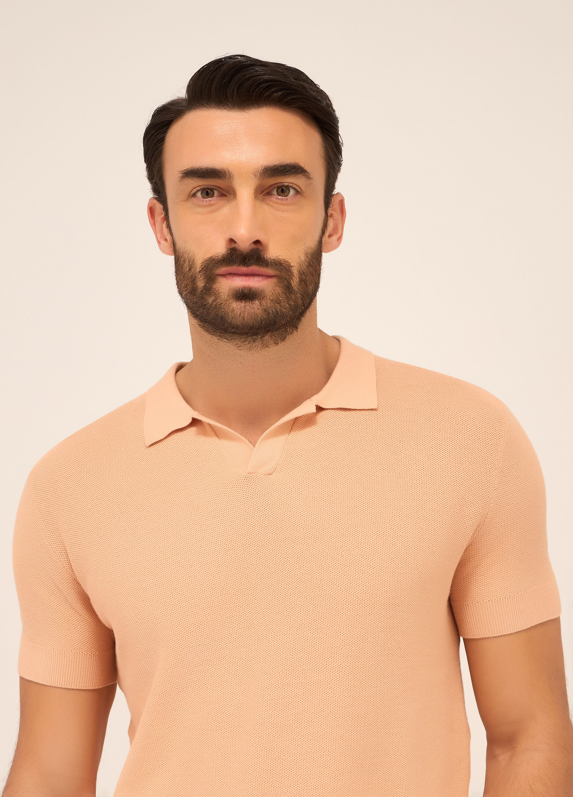 Polo a maglia nido d'ape in puro cotone uomo_2