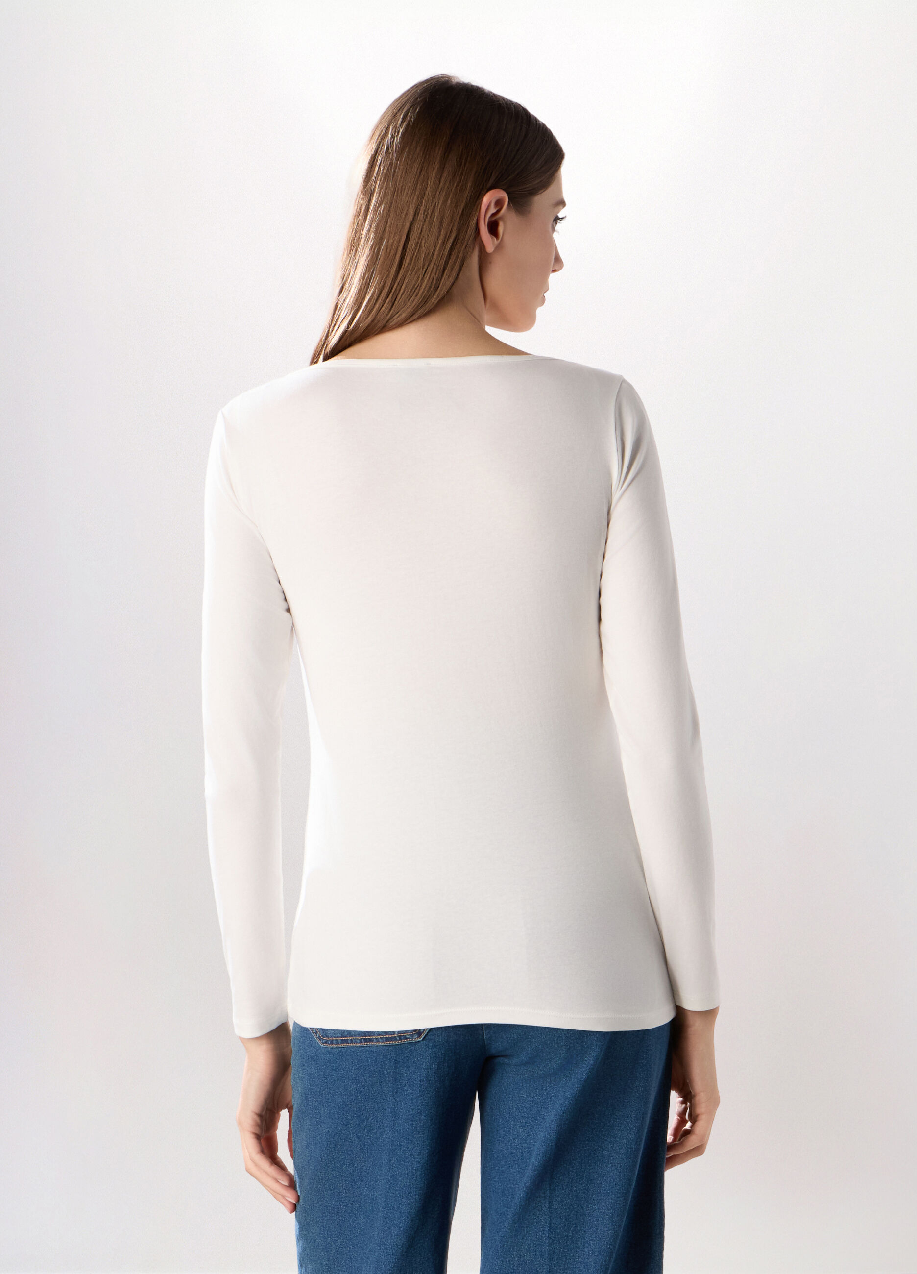 T-shirt in jersey di cotone stretch donna_1