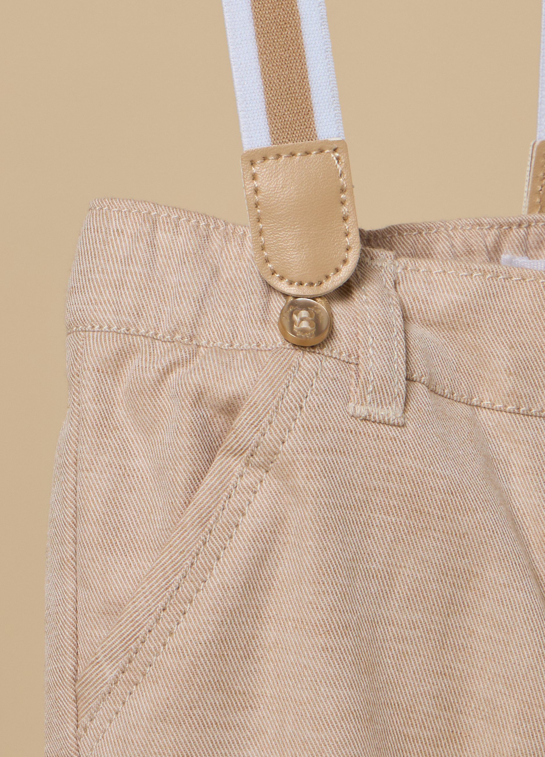 Pantaloni IANA in misto lino con bretelle neonato_1