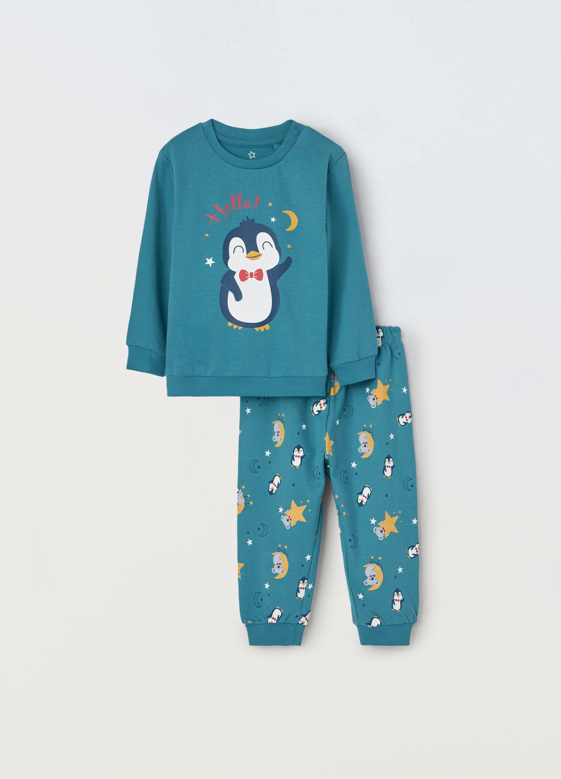 Set pigiama lungo in puro cotone fleece neonato_0