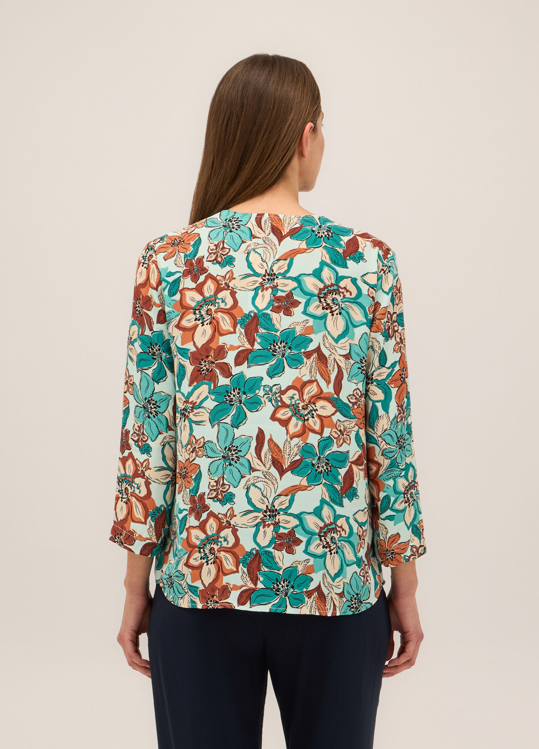 Blusa in crepe con stampa donna_1