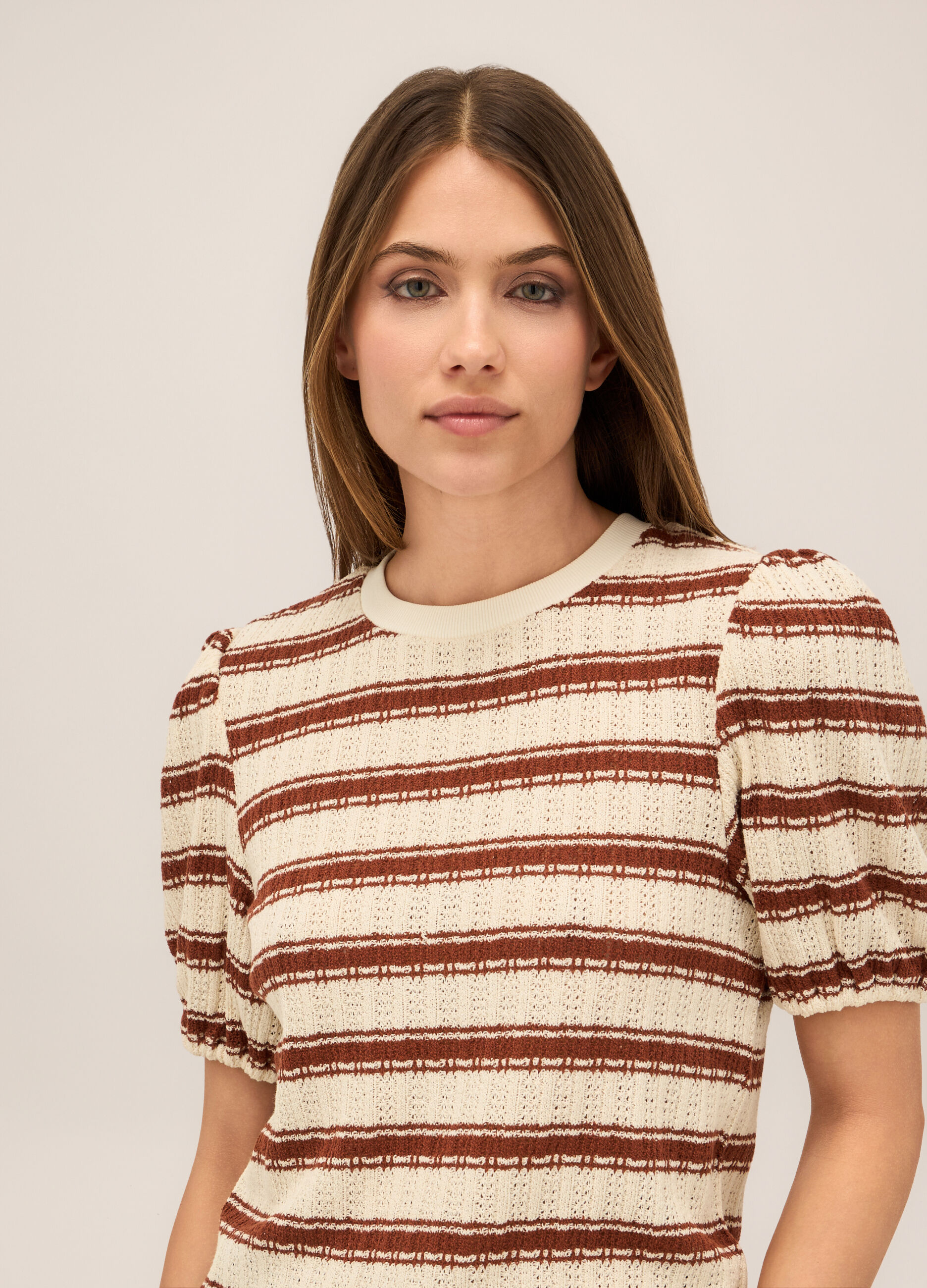 T-shirt in misto cotone lavorato donna_2