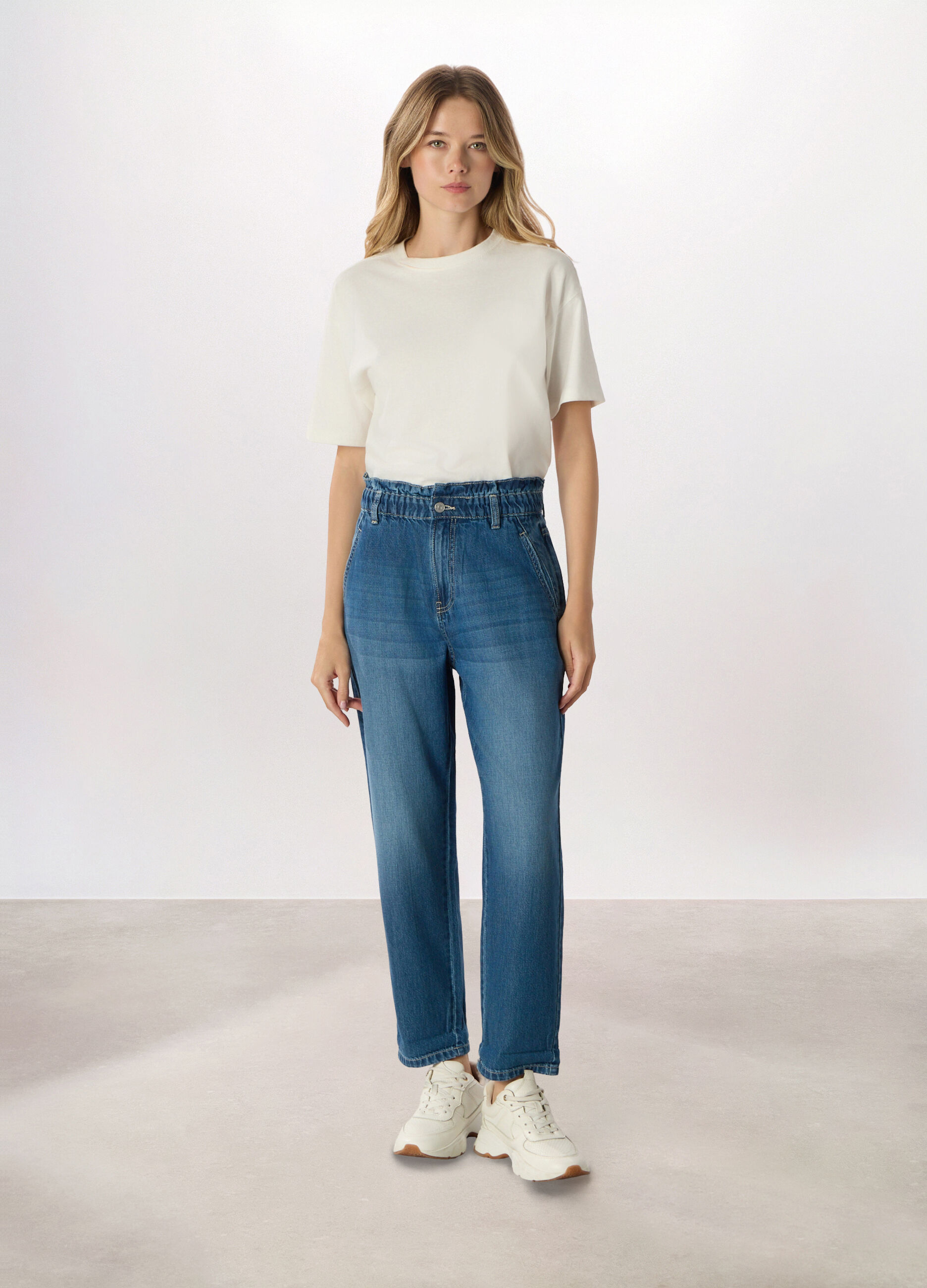 Pantaloni in denim di puro cotone donna_0