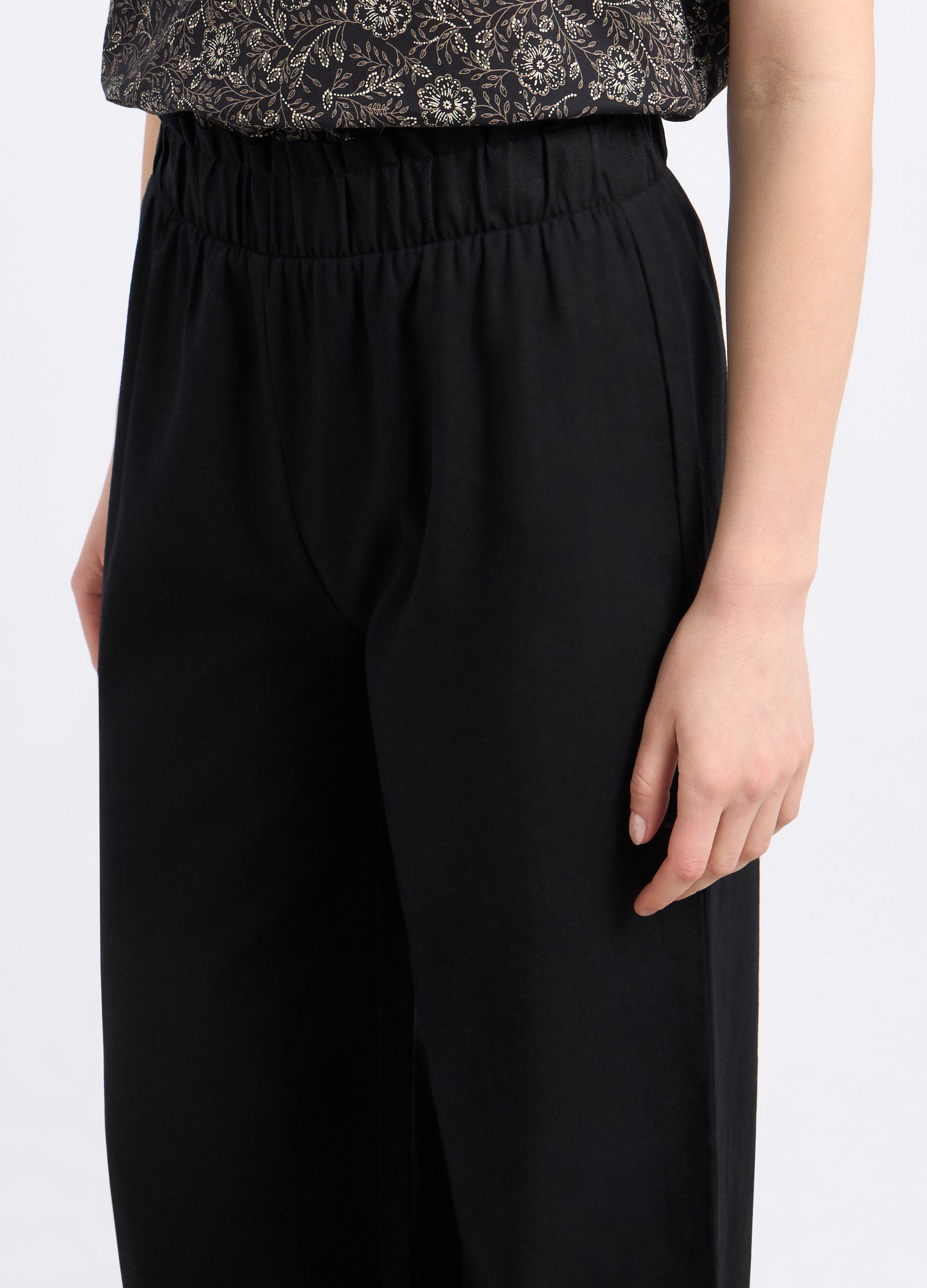 Pantaloni palazzo in misto lino donna_2