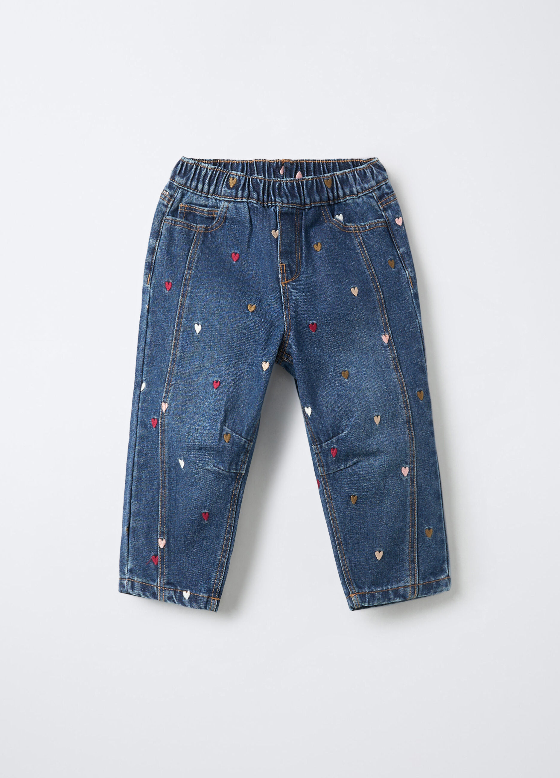 Pantaloni in denim misto cotone Balloon Fit bimba_0