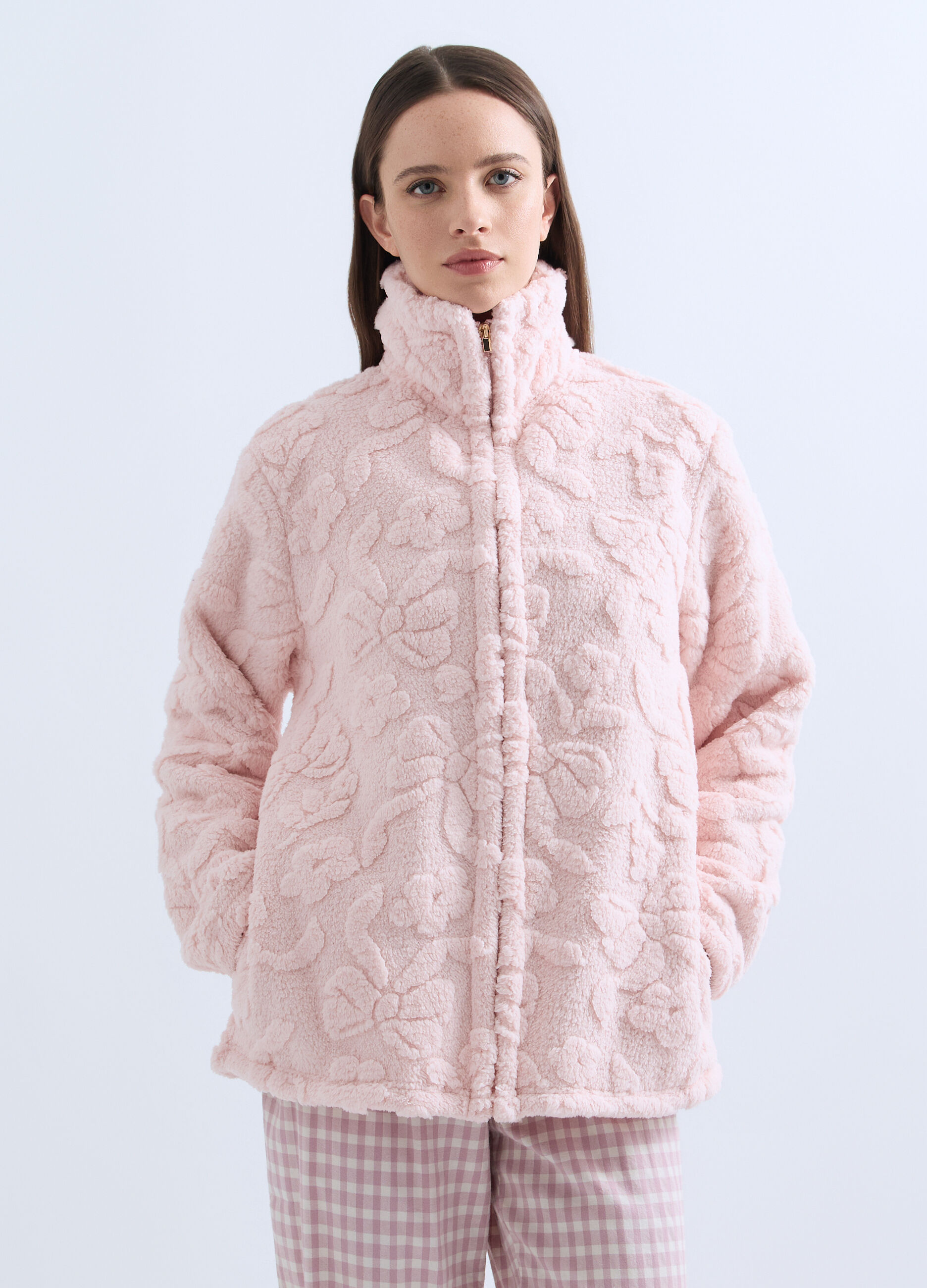 Vestaglia corta in eco fur donna_0