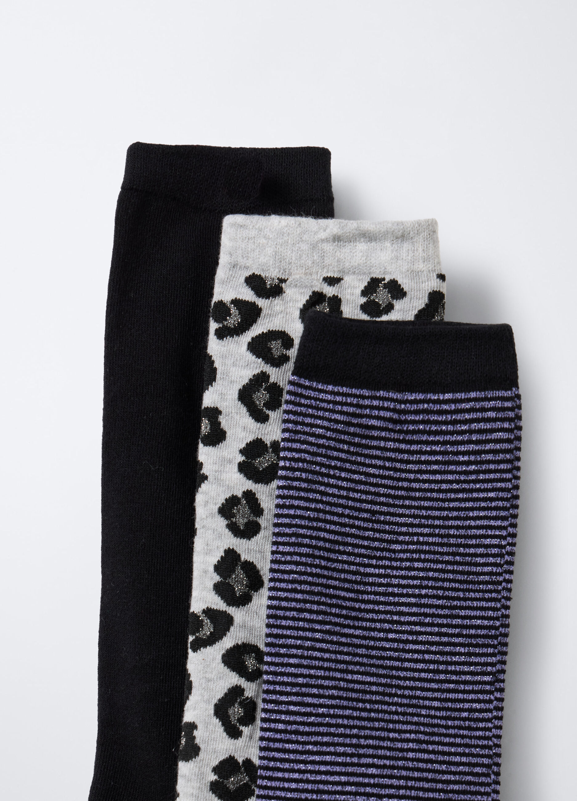 Pack 3 calze misto cotone stretch jaquard bambina_2