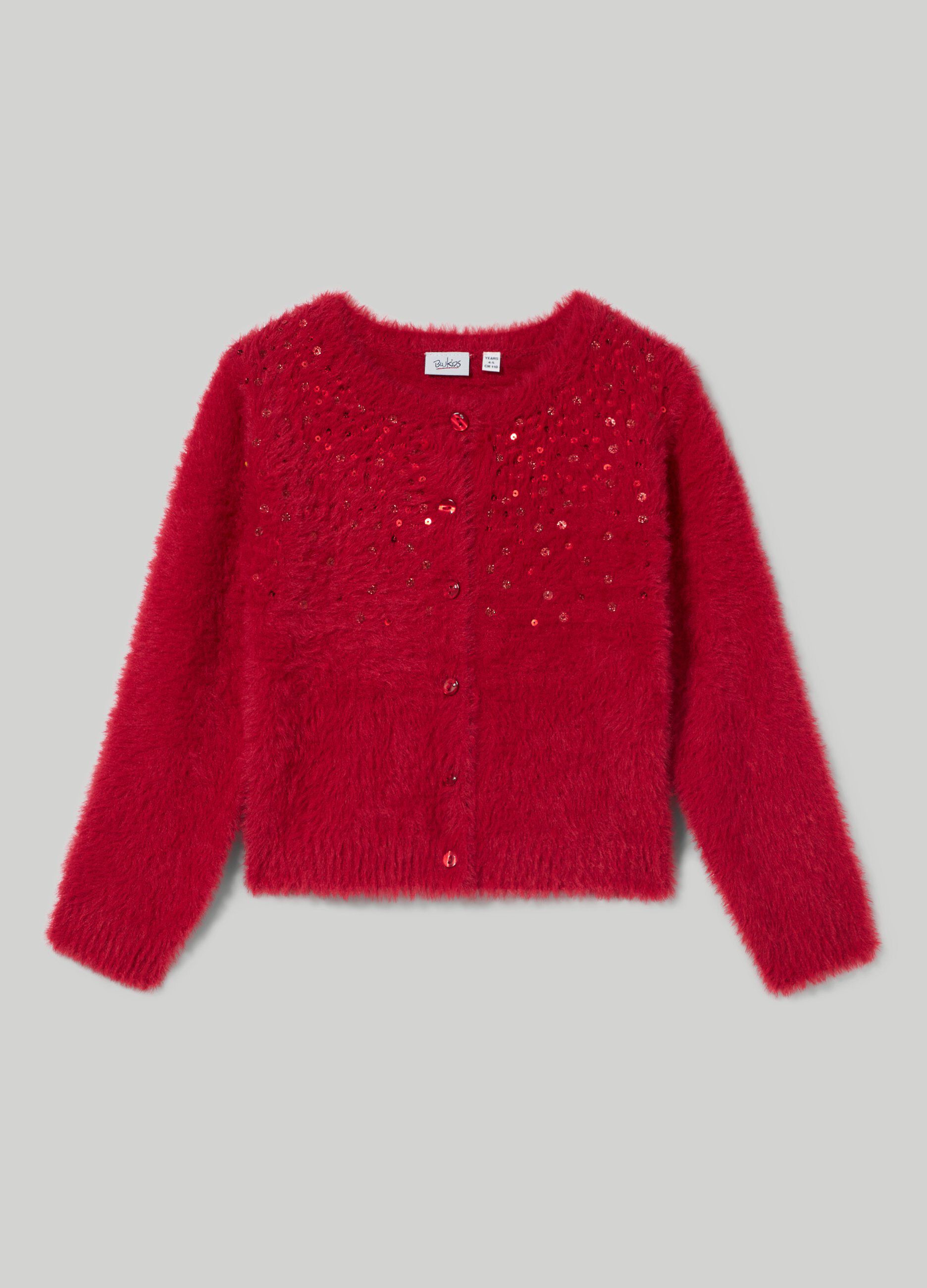 Cardigan in filato effetto pelliccia bambina