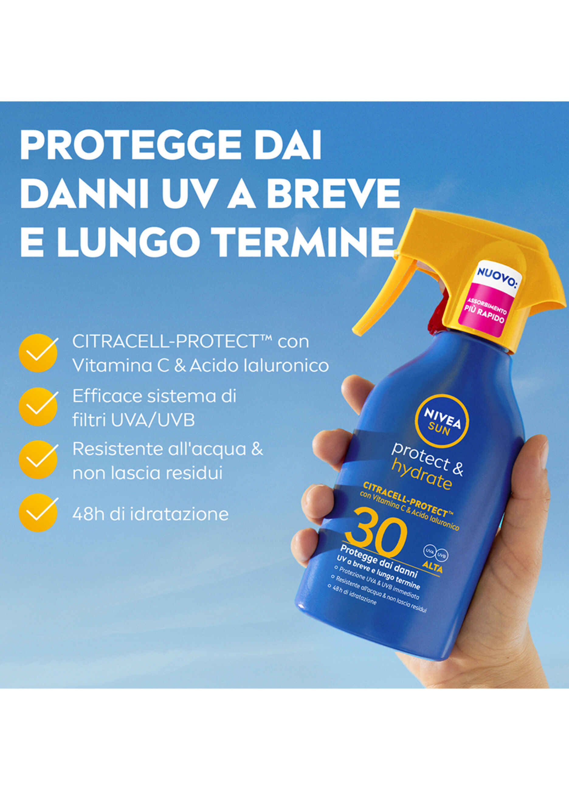 Nivea Sun Spray Solare Protect & Hydrate SPF30 270 ml, Crema solare 30 idratante per 48 ore_4