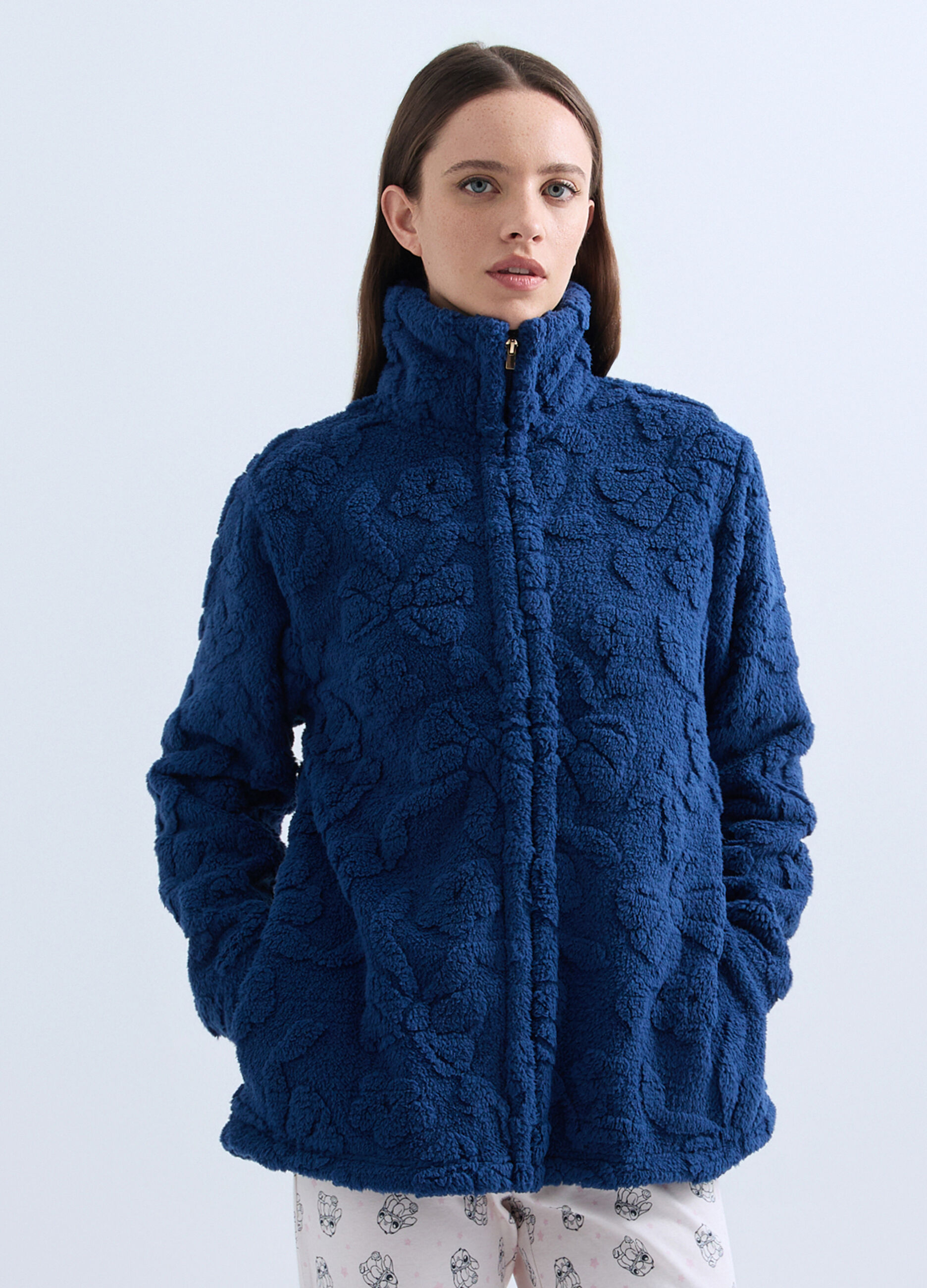 Vestaglia corta in eco fur donna_0