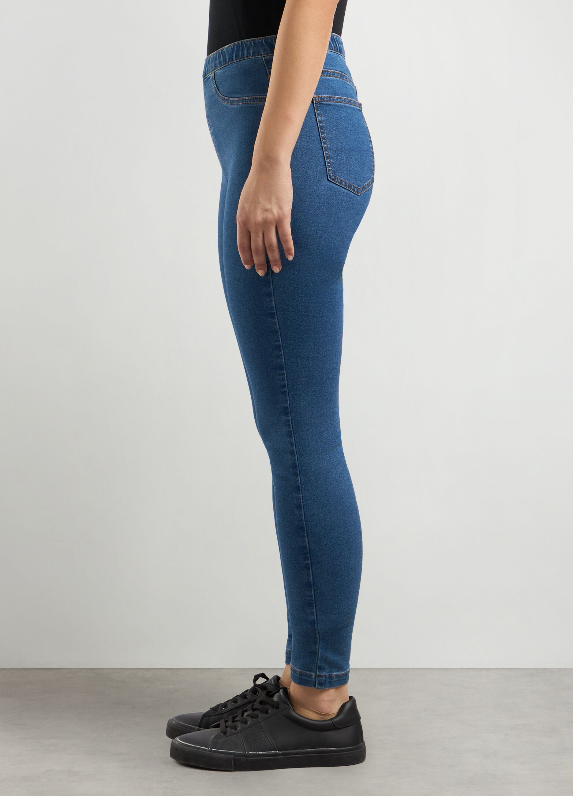 Jeggings in denim di misto cotone stretch donna_2