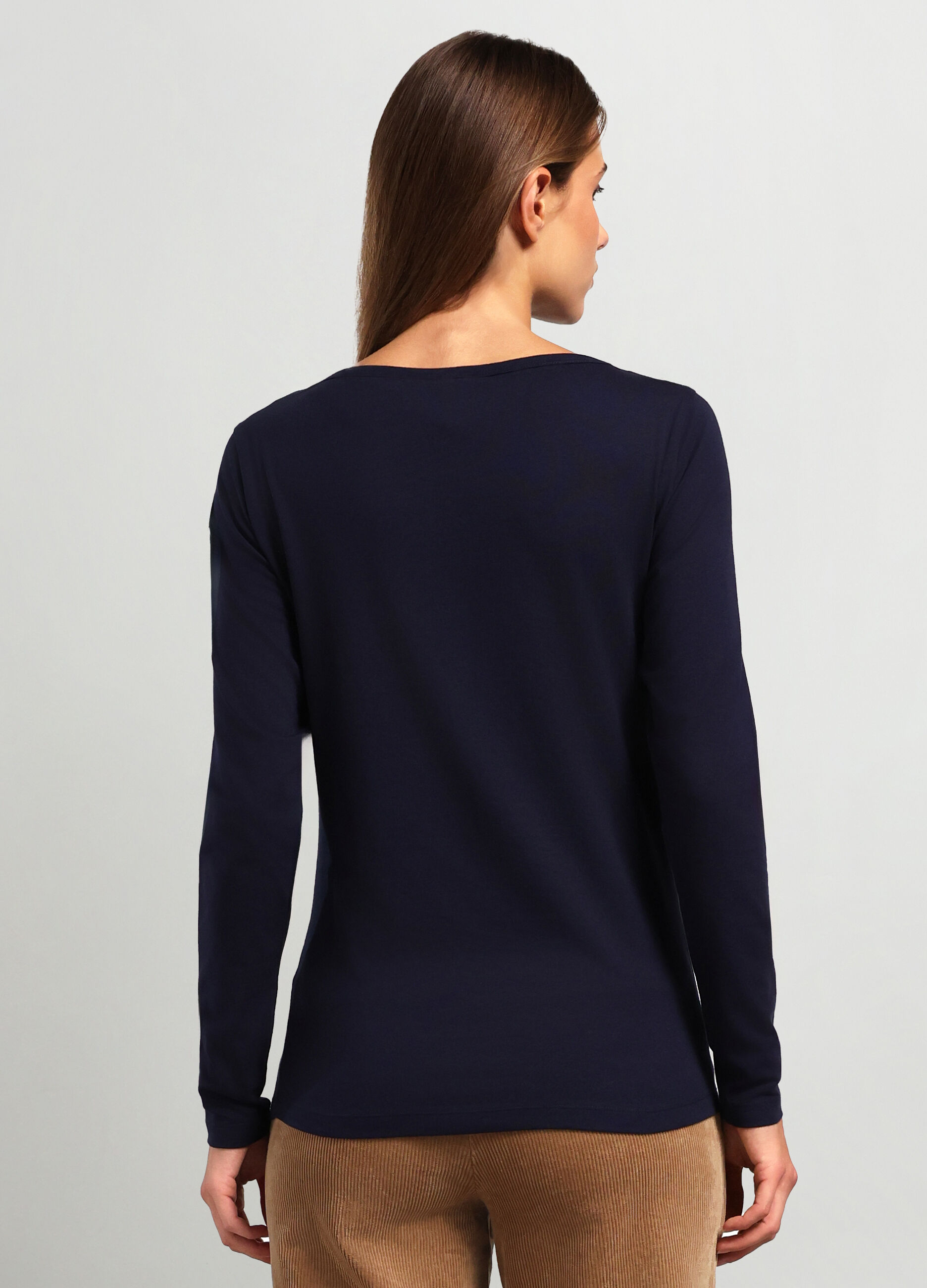 T-shirt in jersey di cotone stretch donna _1