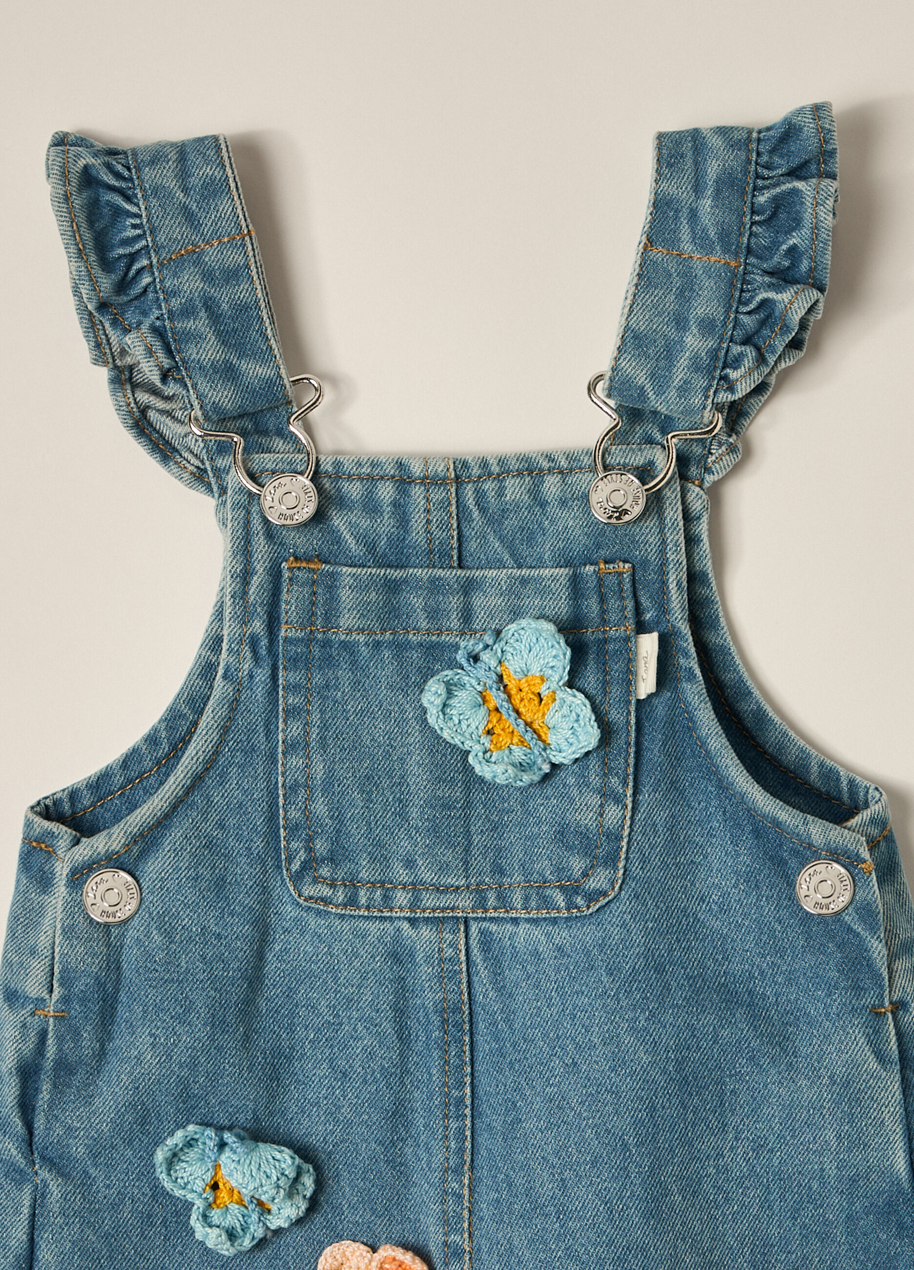 Salopette in denim di puro cotone IANA neonata_1