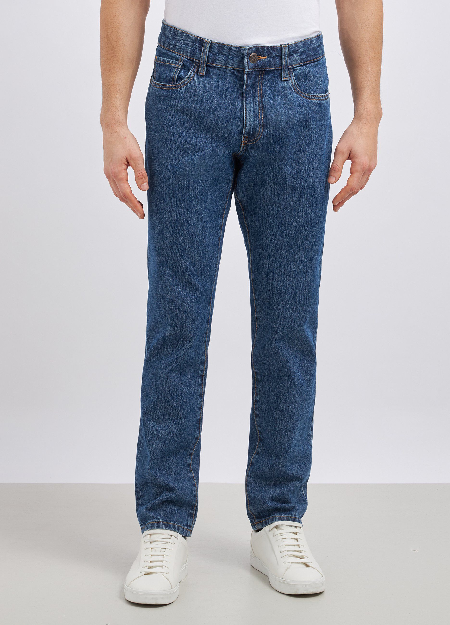 Jeans modello 5 tasche in puro cotone uomo_1